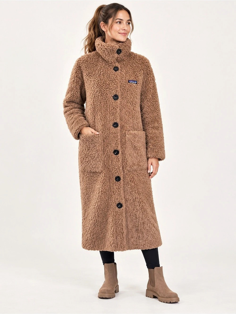 RARE Patagonia Recycled High-Pile Fleece Coat Bearfoot Tan Medium Style 26890